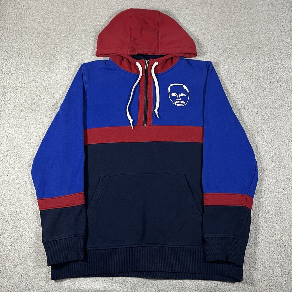 Earl Sweatshirt Hoodie Mens L Blue 1/4 Zip Pullover Hip Hop Rap 1994 Colorblock